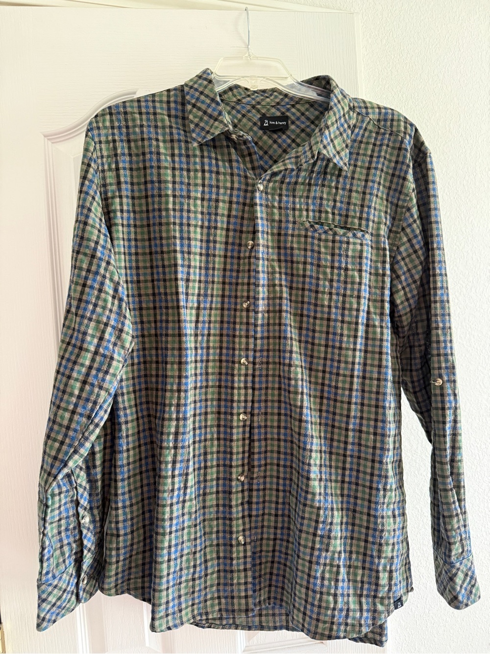 Him & Henry Blue and Green Plaid Button-Down Shirt